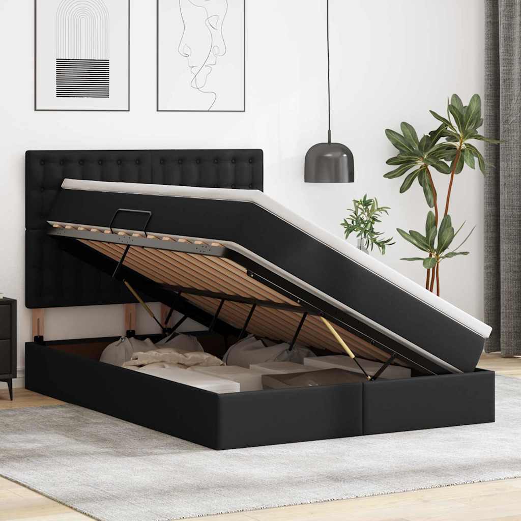 Krevet s prostorom za pohranu s LED-om Crna 140 x 200 cm