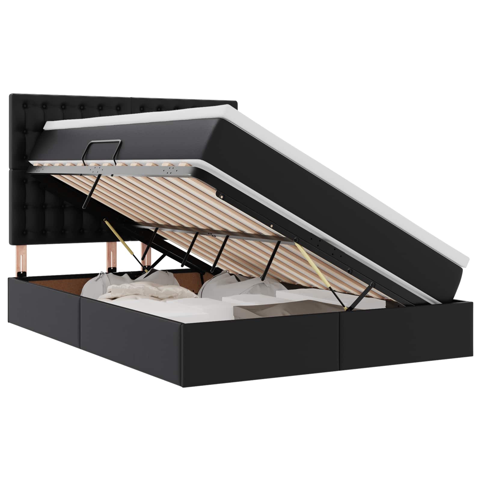 Krevet s prostorom za pohranu s LED-om Crna 140 x 200 cm