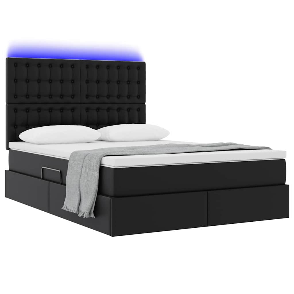 Krevet s prostorom za pohranu s LED-om Crna 140 x 200 cm