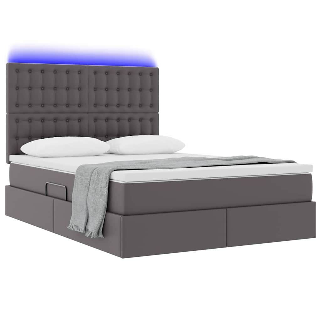 Krevet s prostorom za pohranu s LED-om Siva 140 x 200 cm