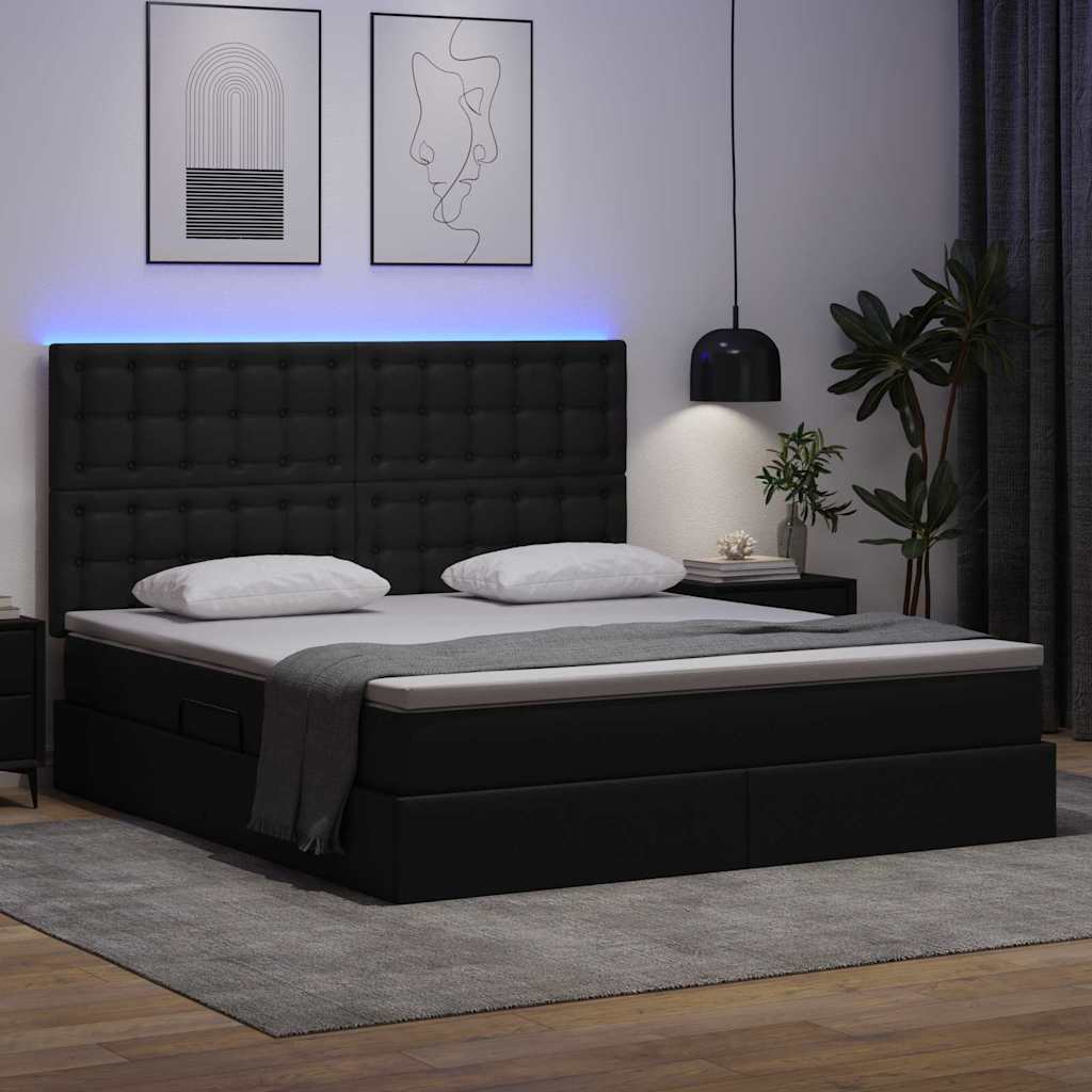 Krevet s prostorom za pohranu s LED-om Crna 160 x 200 cm