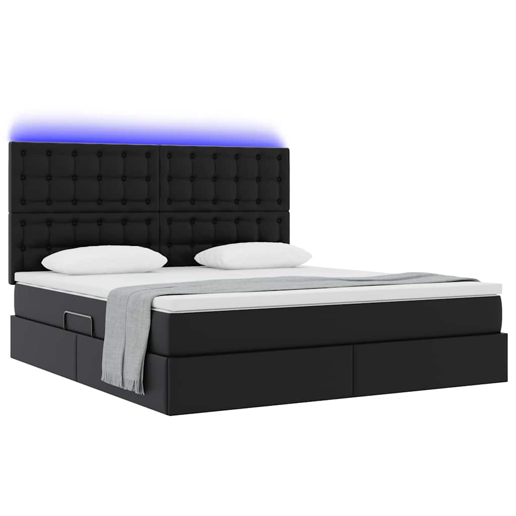 Krevet s prostorom za pohranu s LED-om Crna 180 x 200 cm