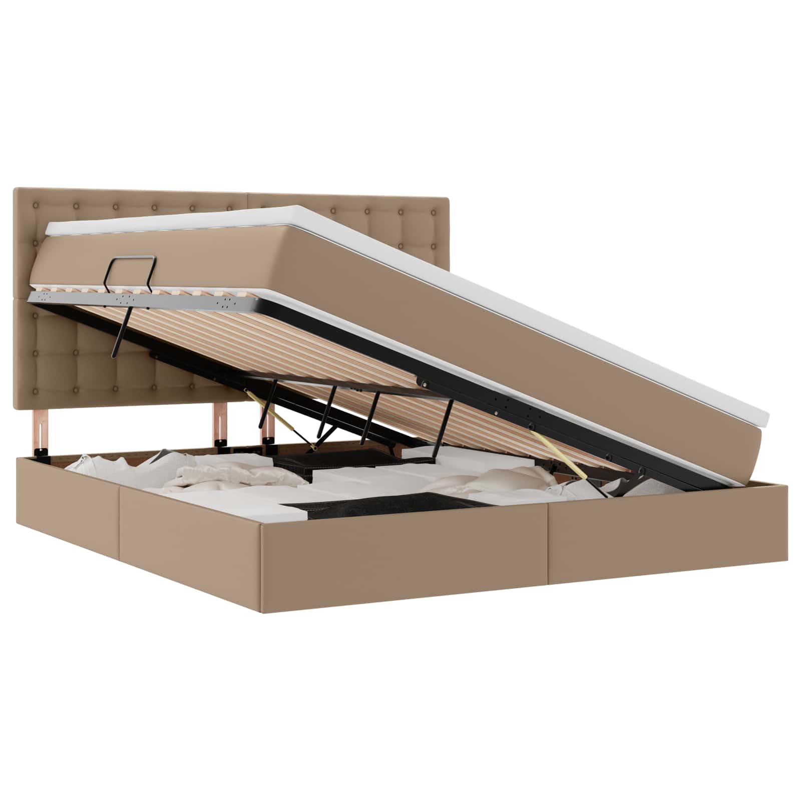 Krevet s prostorom za pohranu s LED-om Kapućino 180 x 200 cm