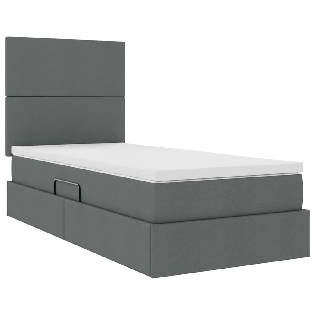 Krevet s prostorom za pohranu s LED-om Tamno siva 90 x 200 cm