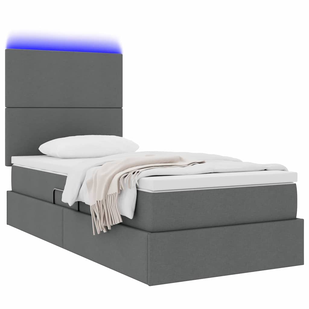 Krevet s prostorom za pohranu s LED-om Tamno siva 100 x 200 cm