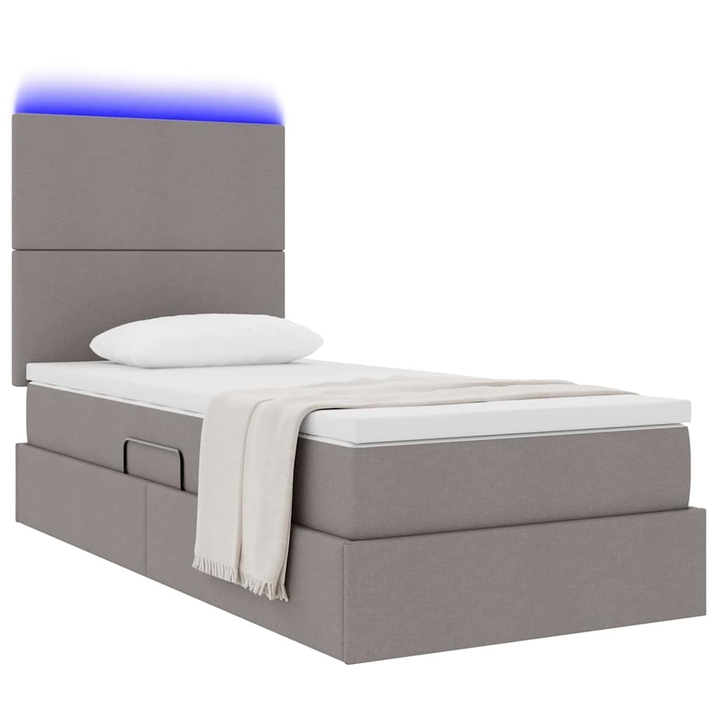 Krevet s prostorom za pohranu s LED-om Sivo-smeđa 100 x 200 cm