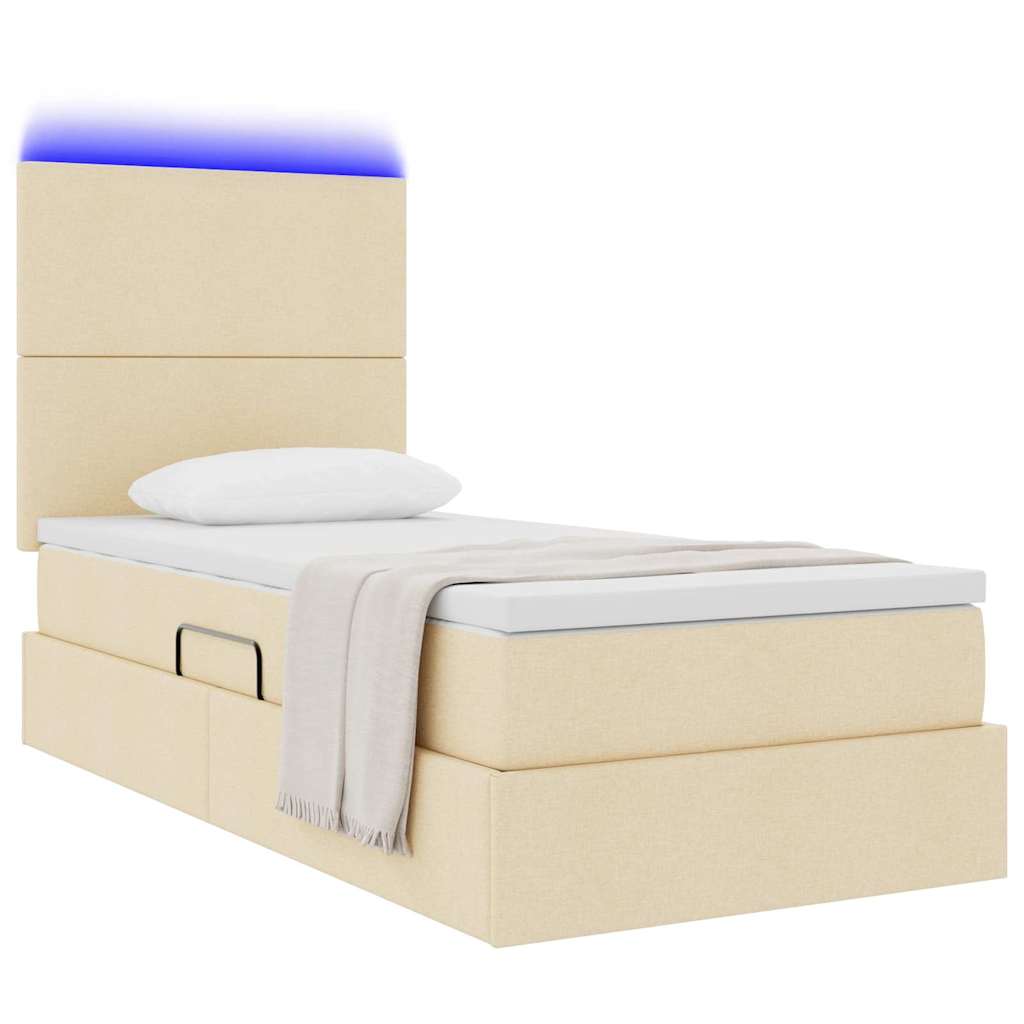 Krevet s prostorom za pohranu s LED-om Krema 100 x 200 cm