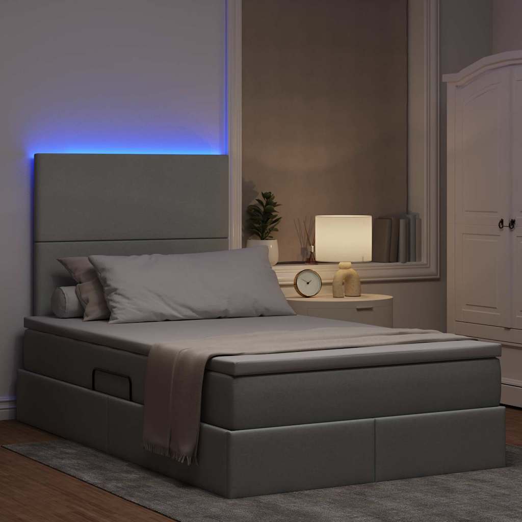 LED krevet za pohranu s madracem Svjetlosiva 120 x 190 cm