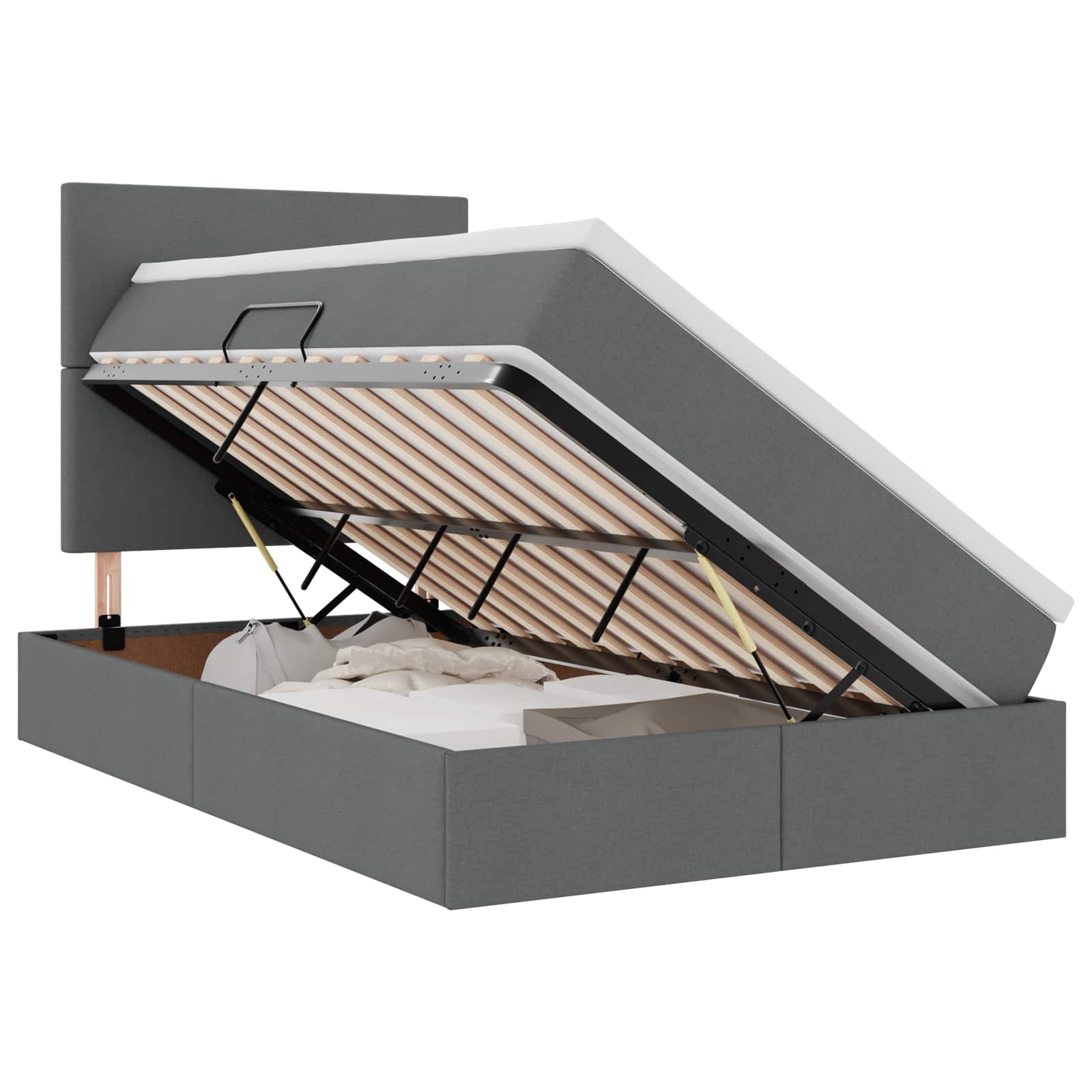 Krevet s prostorom za pohranu s LED-om Tamno siva 120 x 190 cm