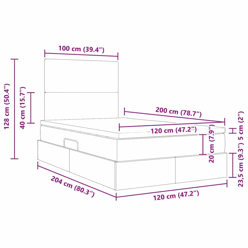 LED krevet za pohranu s madracem Plava 120 x 200 cm Tkanina