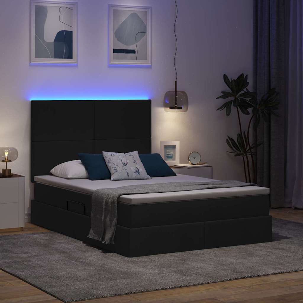 Krevet s prostorom za pohranu s LED-om Crna 140 x 190 cm