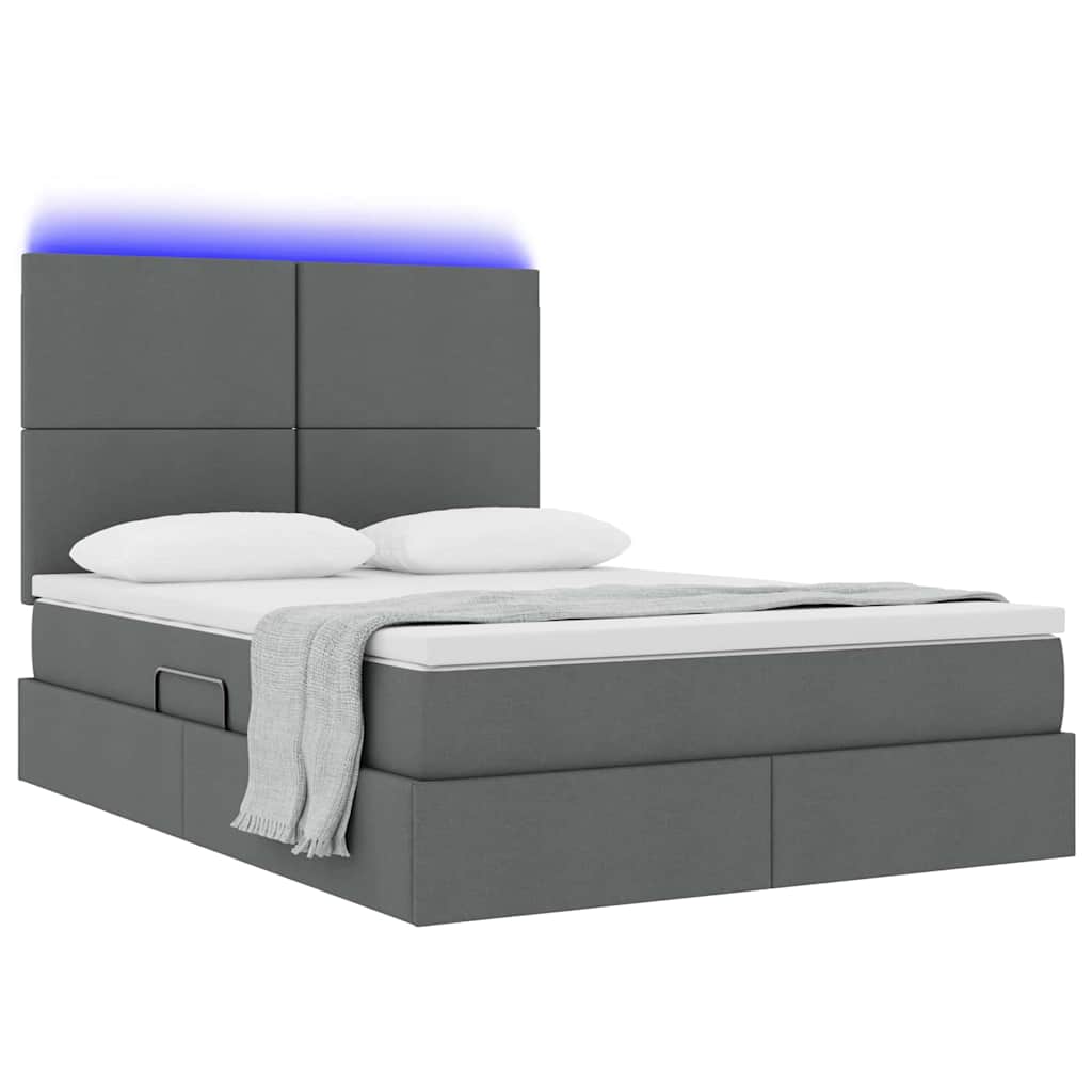Krevet s prostorom za pohranu s LED-om Tamno siva 140 x 200 cm