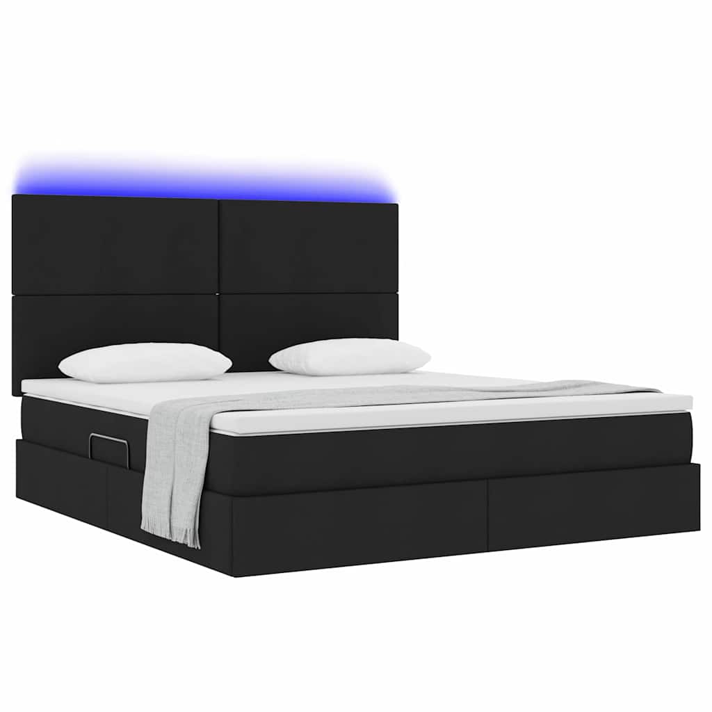 Krevet s prostorom za pohranu s LED-om Crna 160 x 200 cm