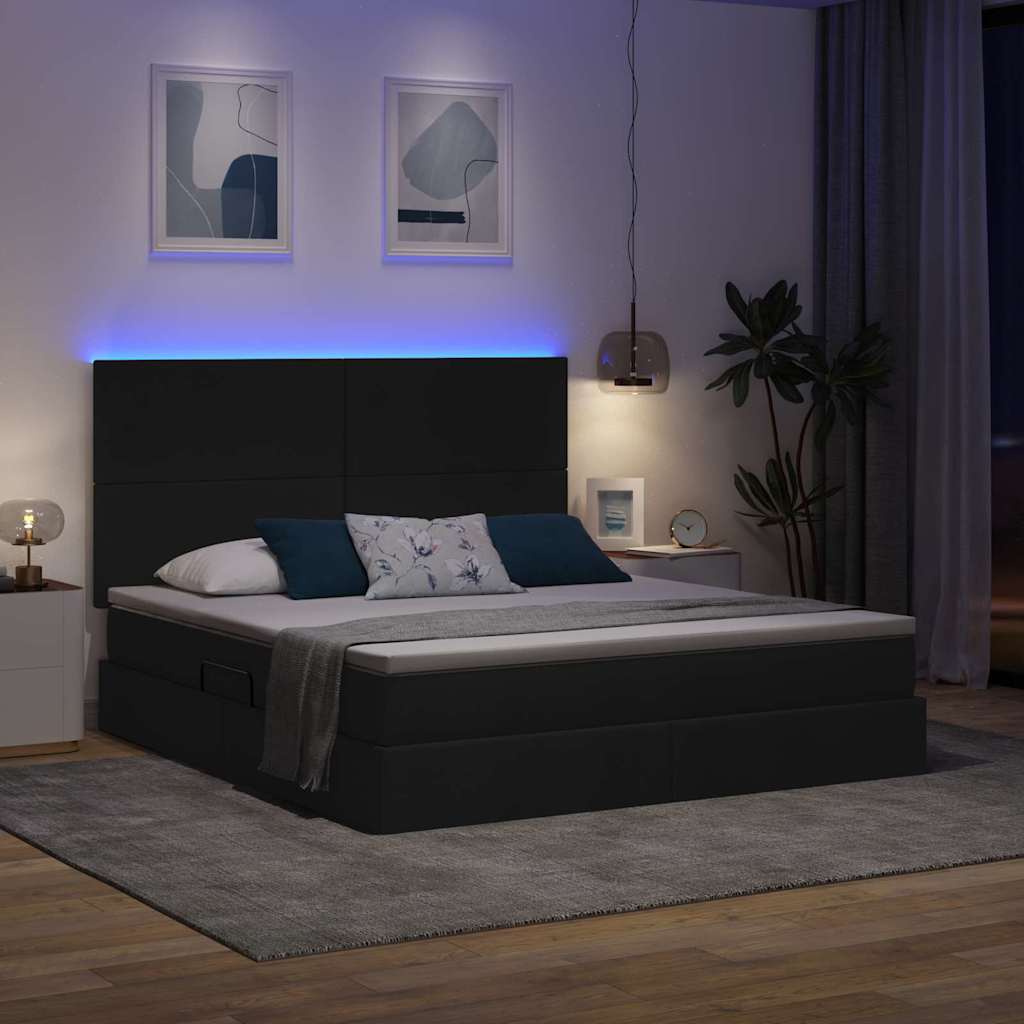 Krevet s prostorom za pohranu s LED-om Crna 180 x 200 cm