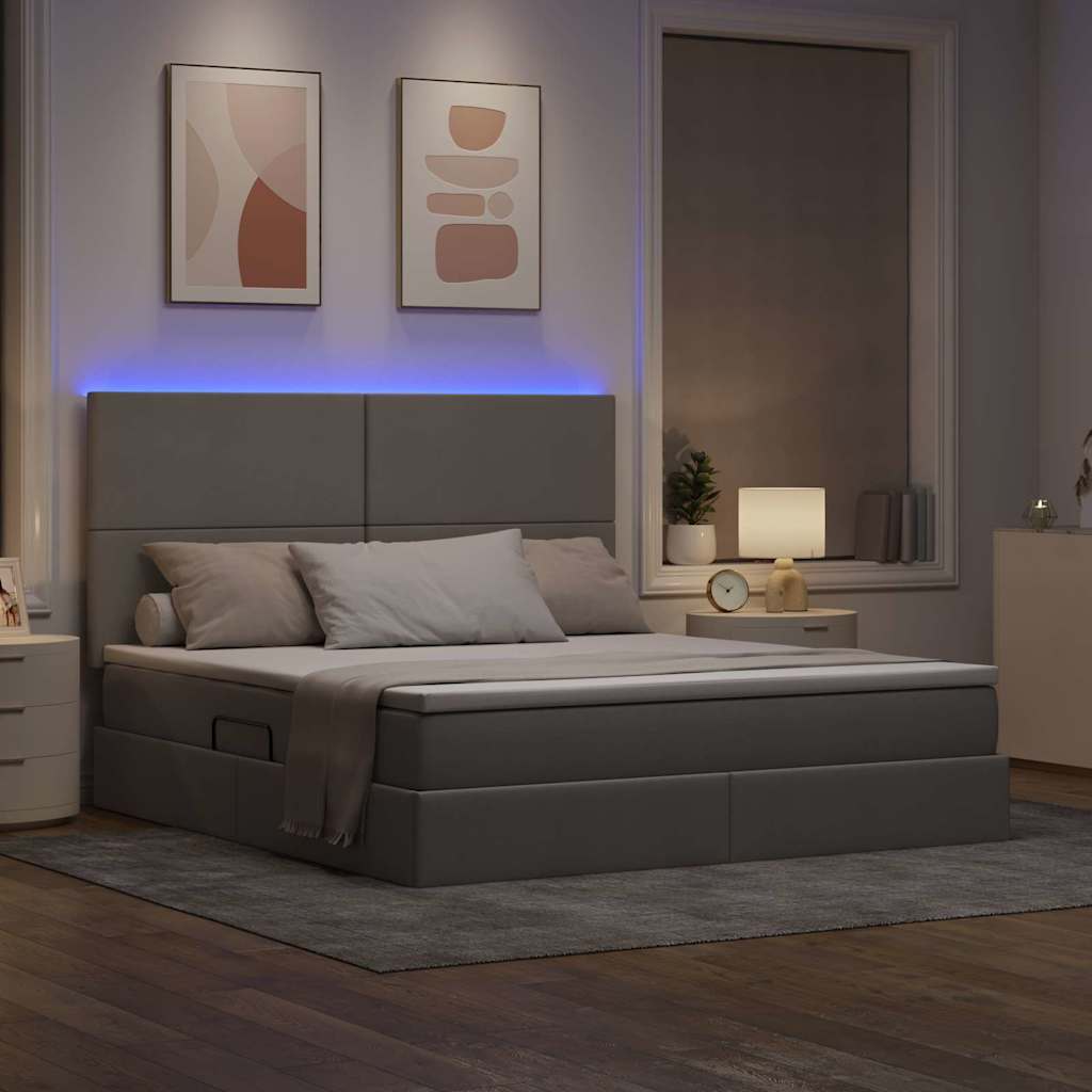 Krevet s prostorom za pohranu s LED-om Sivo-smeđa 180 x 200 cm