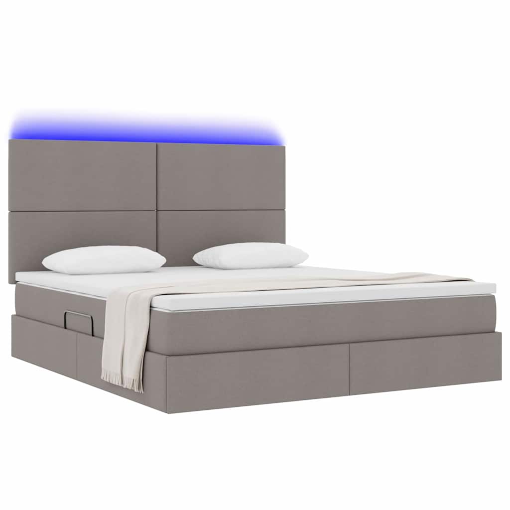 Krevet s prostorom za pohranu s LED-om Sivo-smeđa 180 x 200 cm