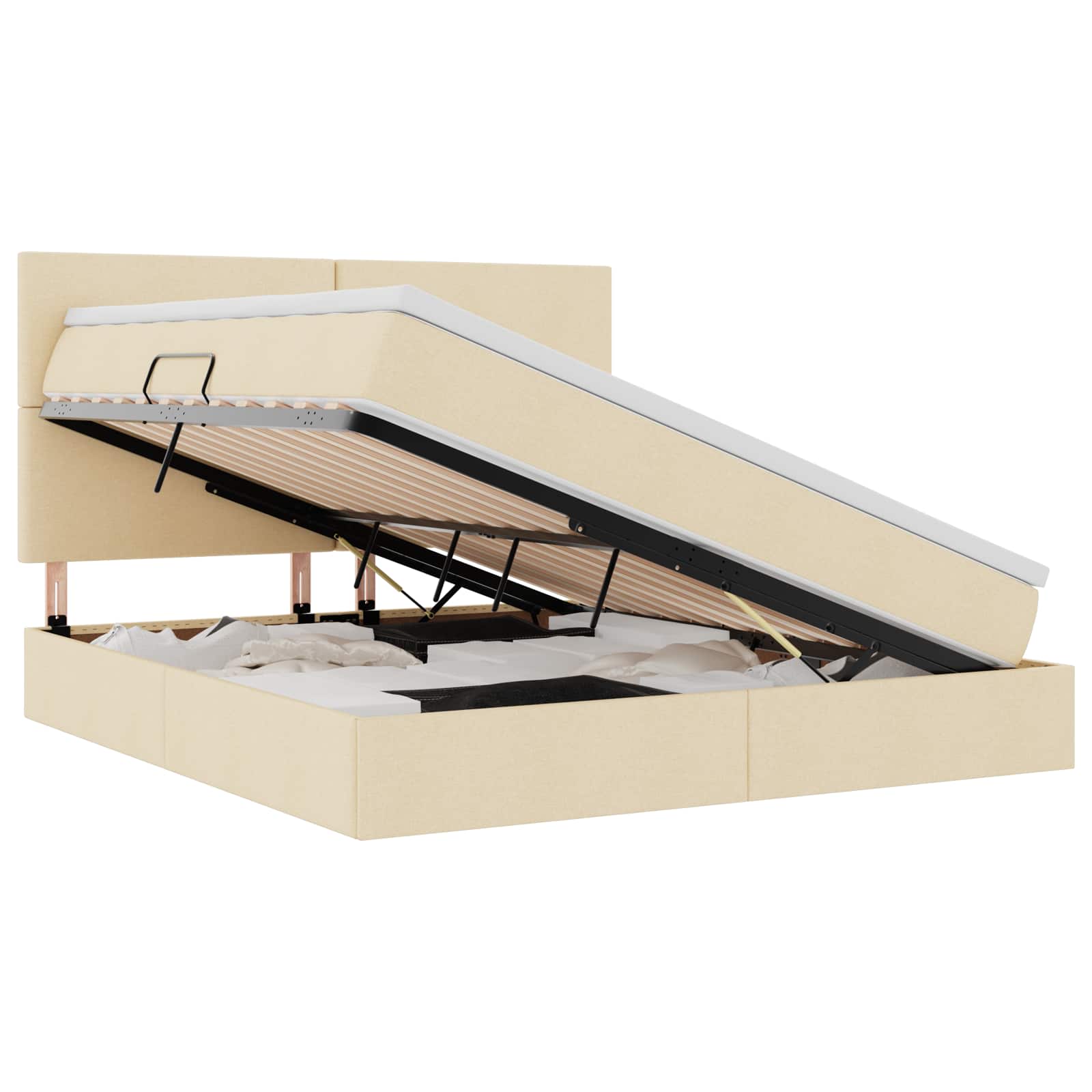 Krevet s prostorom za pohranu s LED-om Krema 180 x 200 cm