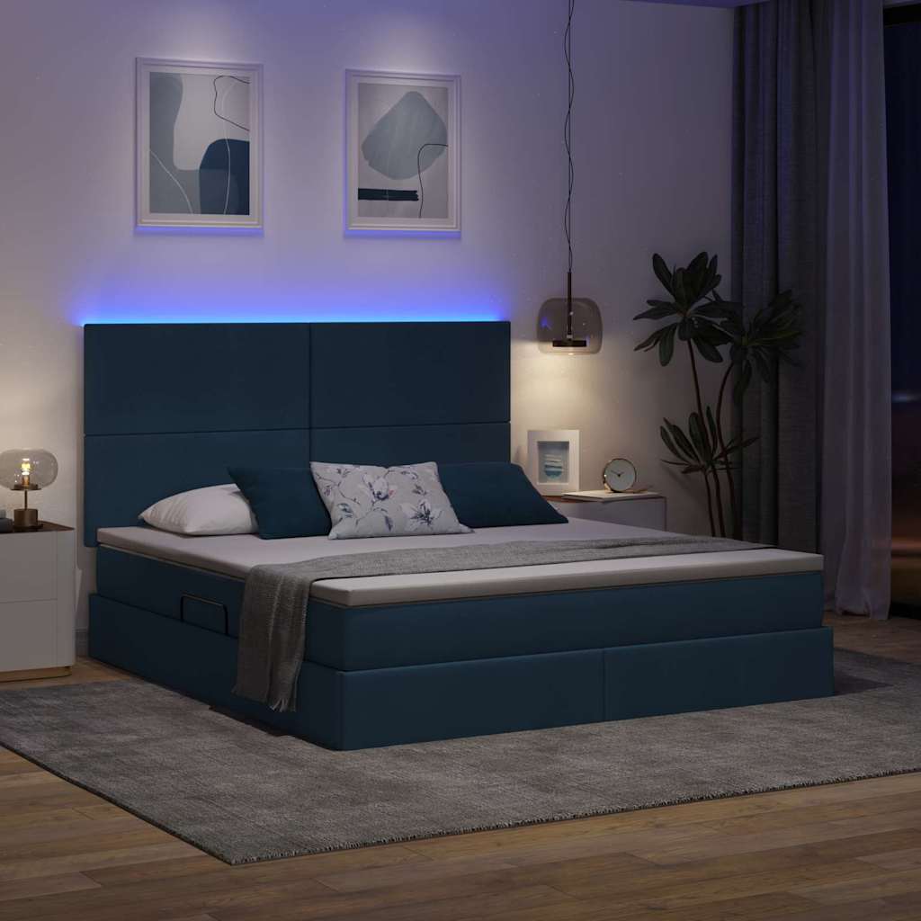 Krevet s prostorom za pohranu s LED-om Plava 180 x 200 cm