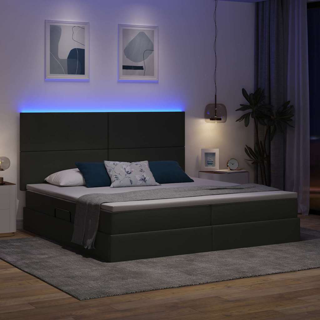 LED krevet za pohranu s madracem Tamnosiva 200 x 200 cm Tkanina