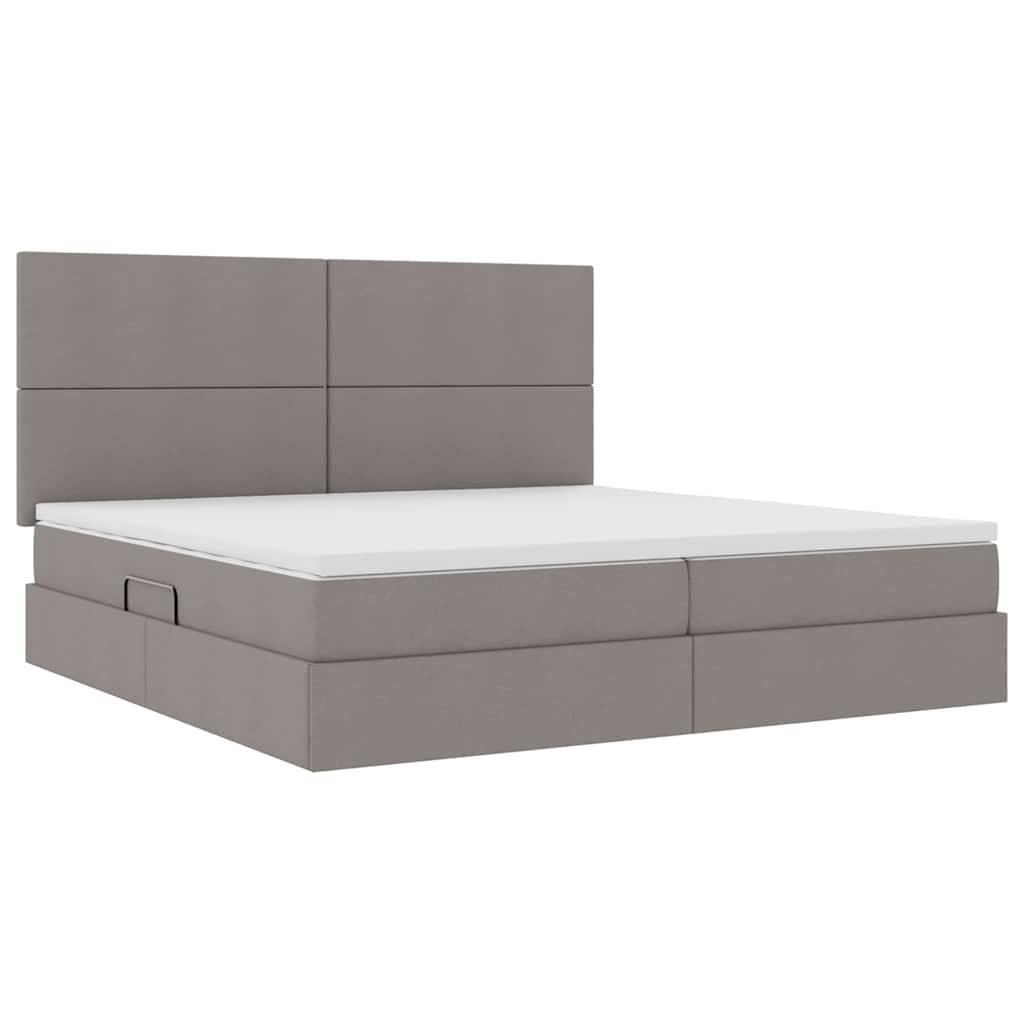 Krevet s prostorom za pohranu s LED-om Sivo-smeđa 200 x 200 cm