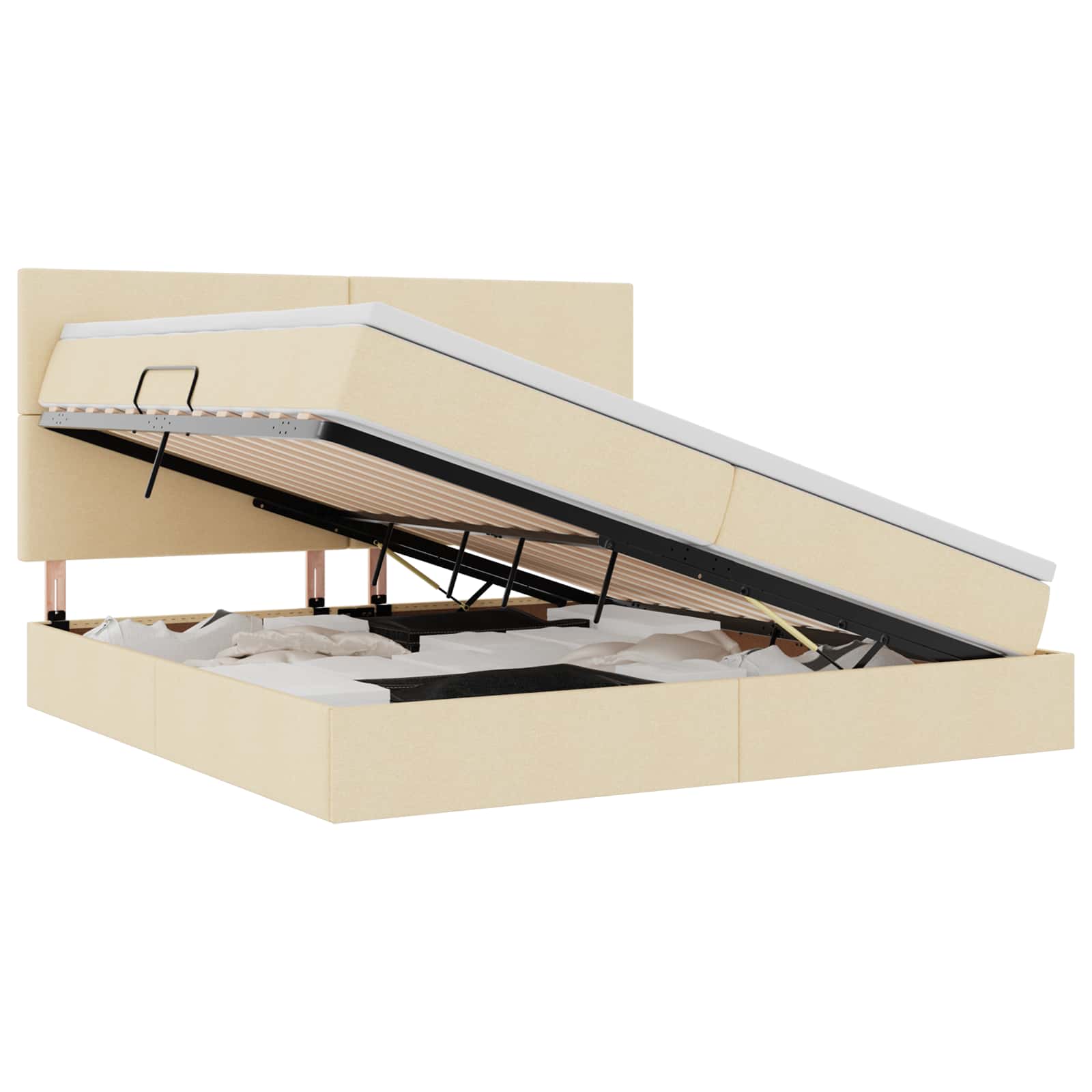 Krevet s prostorom za pohranu s LED-om Krema 200 x 200 cm