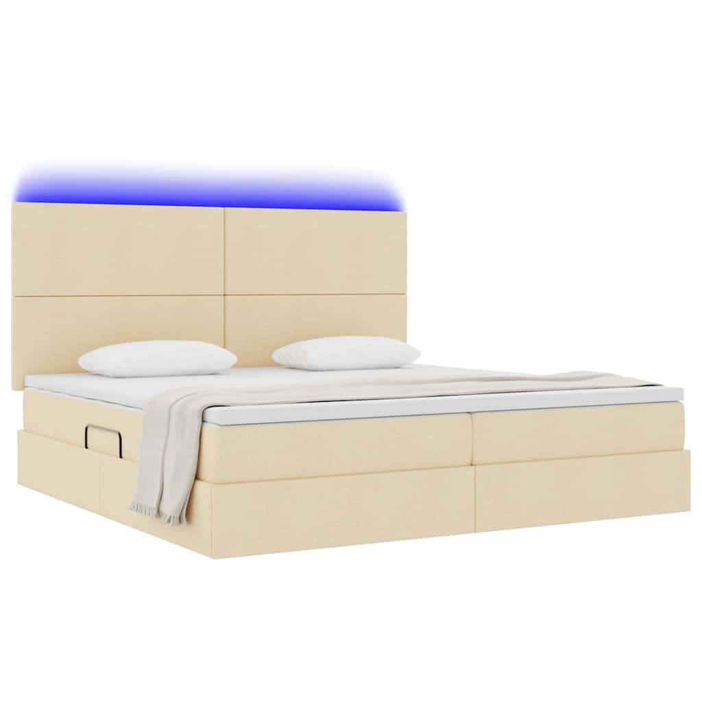 Krevet s prostorom za pohranu s LED-om Krema 200 x 200 cm