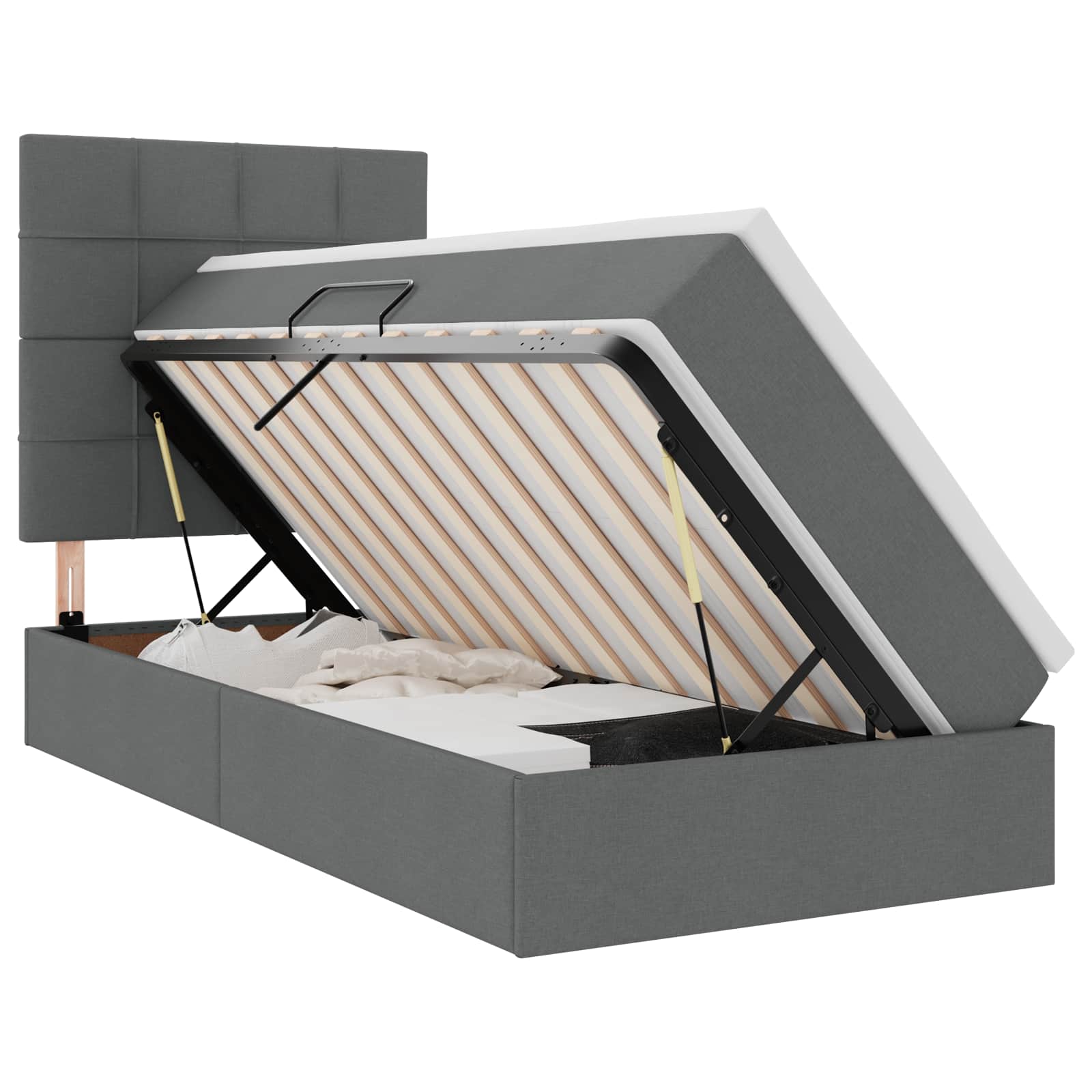 Krevet s prostorom za pohranu s LED-om Tamno siva 90 x 190 cm