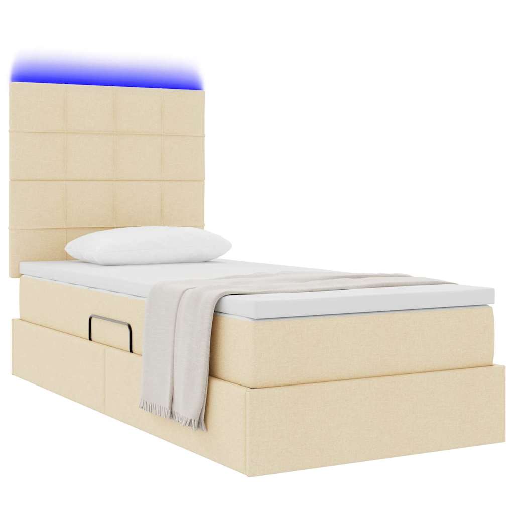 Krevet s prostorom za pohranu s LED-om Krema 90 x 190 cm