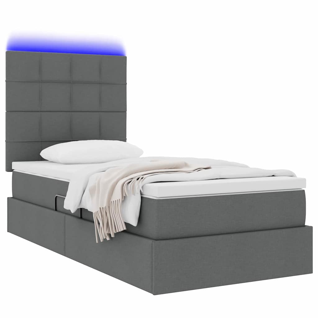 Krevet s prostorom za pohranu s LED-om Tamno siva 90 x 200 cm