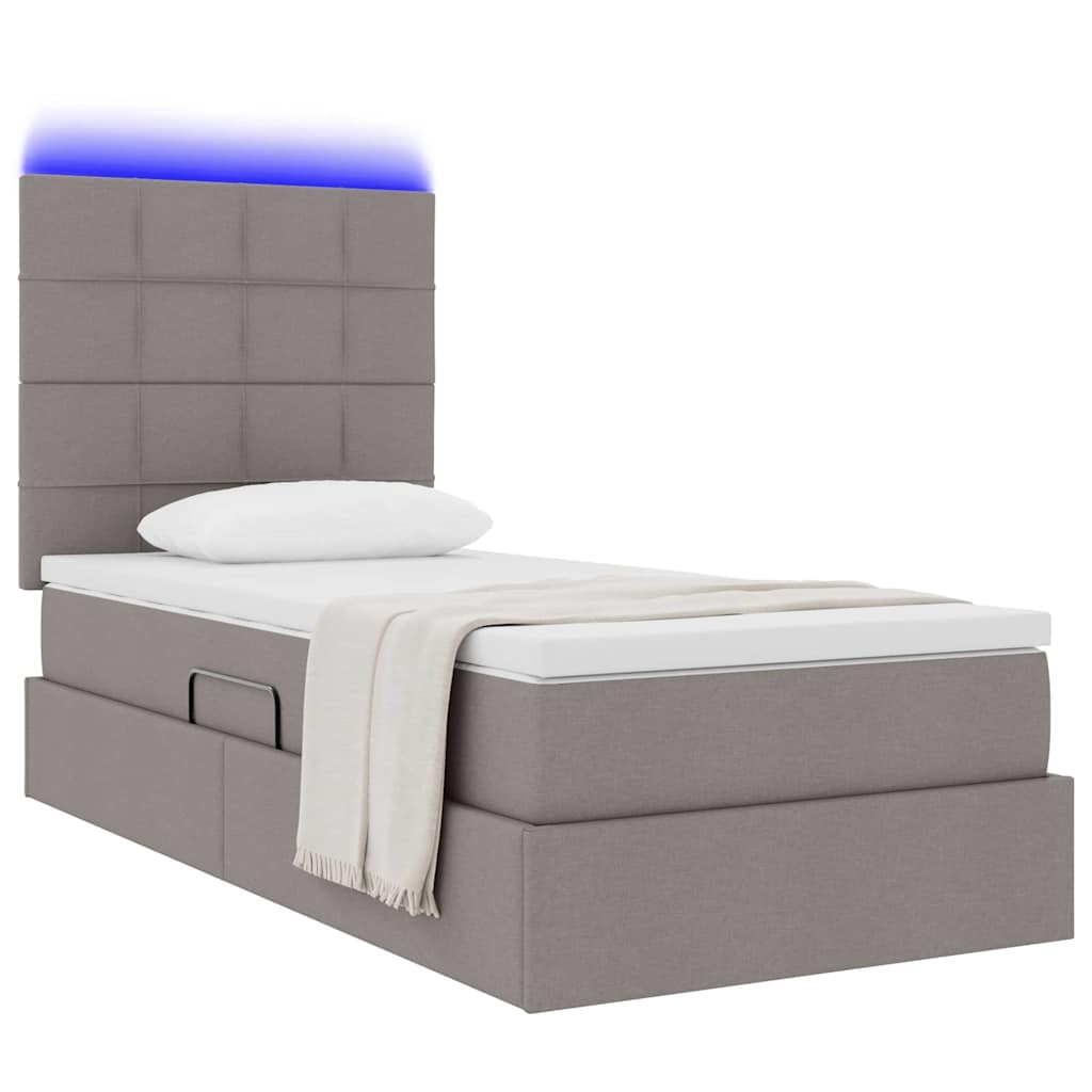 Krevet s prostorom za pohranu s LED-om Sivo-smeđa 90 x 200 cm