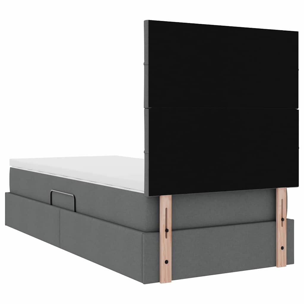 Krevet s prostorom za pohranu s LED-om Tamno siva 100 x 200 cm