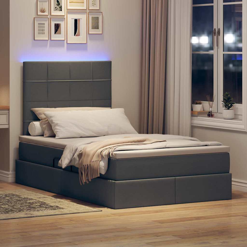 Krevet s prostorom za pohranu s LED-om Tamno siva 120 x 190 cm