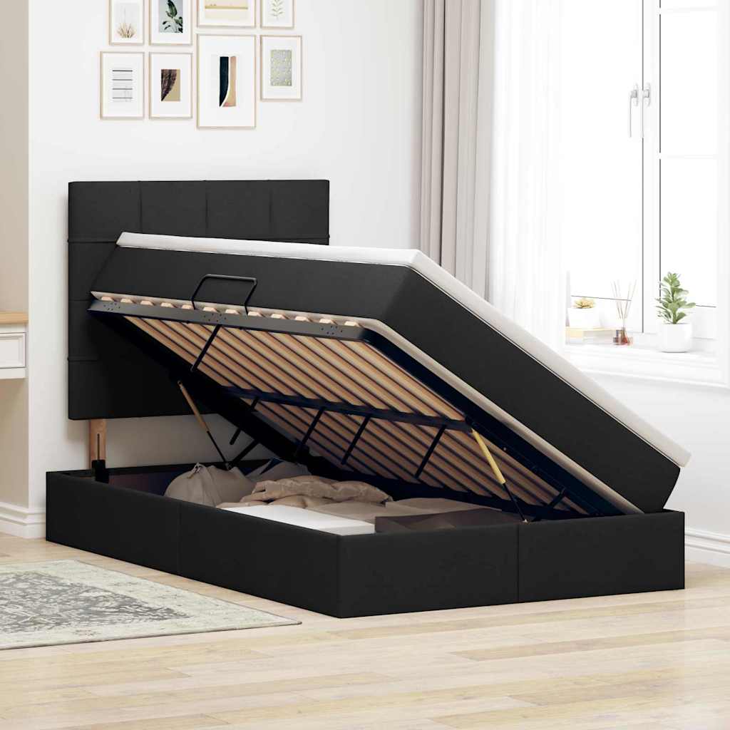 Krevet s prostorom za pohranu s LED-om Crna 120 x 190 cm