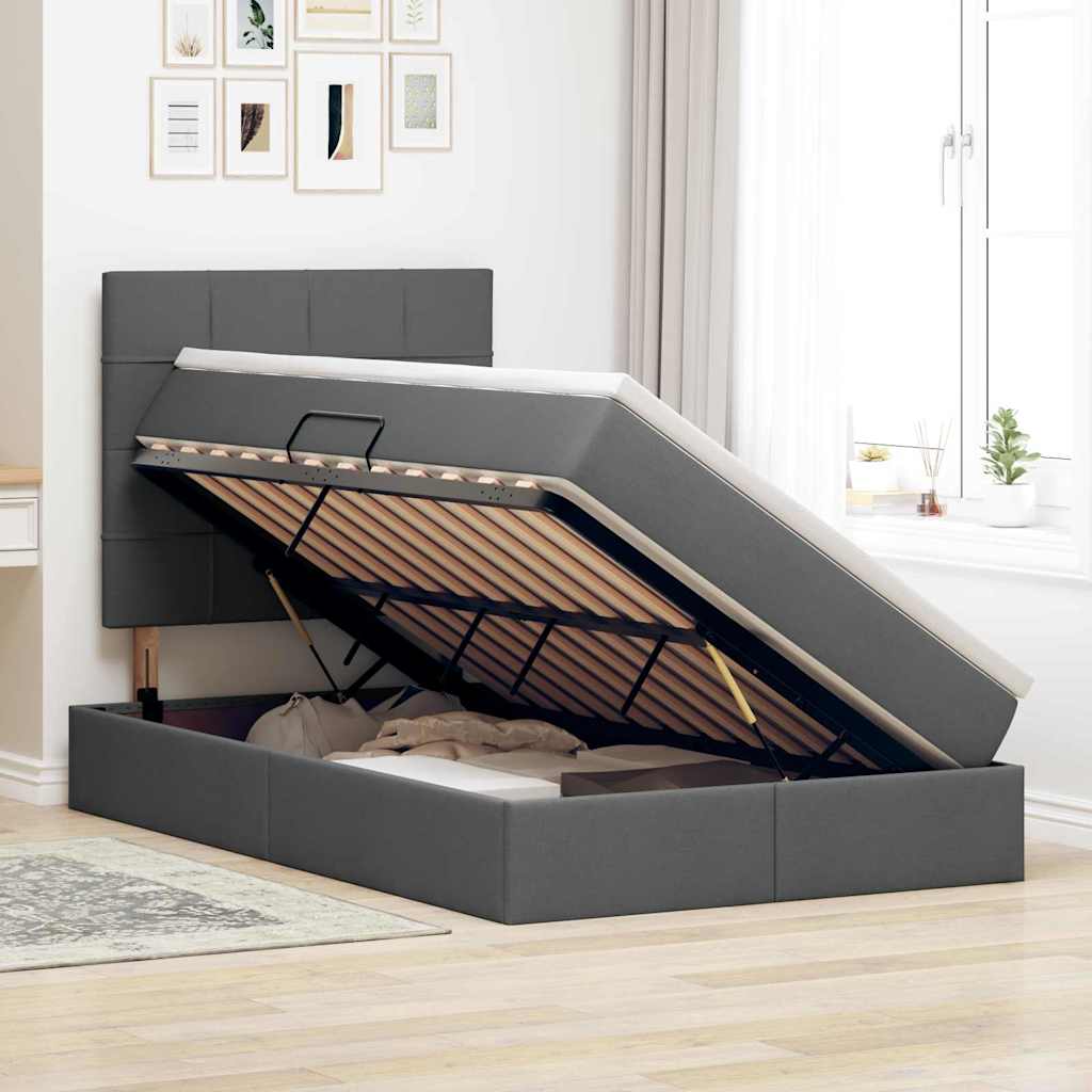 Krevet s prostorom za pohranu s LED-om Tamno siva 120 x 200 cm