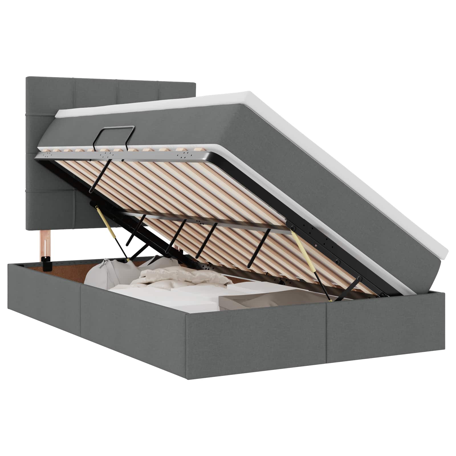 Krevet s prostorom za pohranu s LED-om Tamno siva 120 x 200 cm
