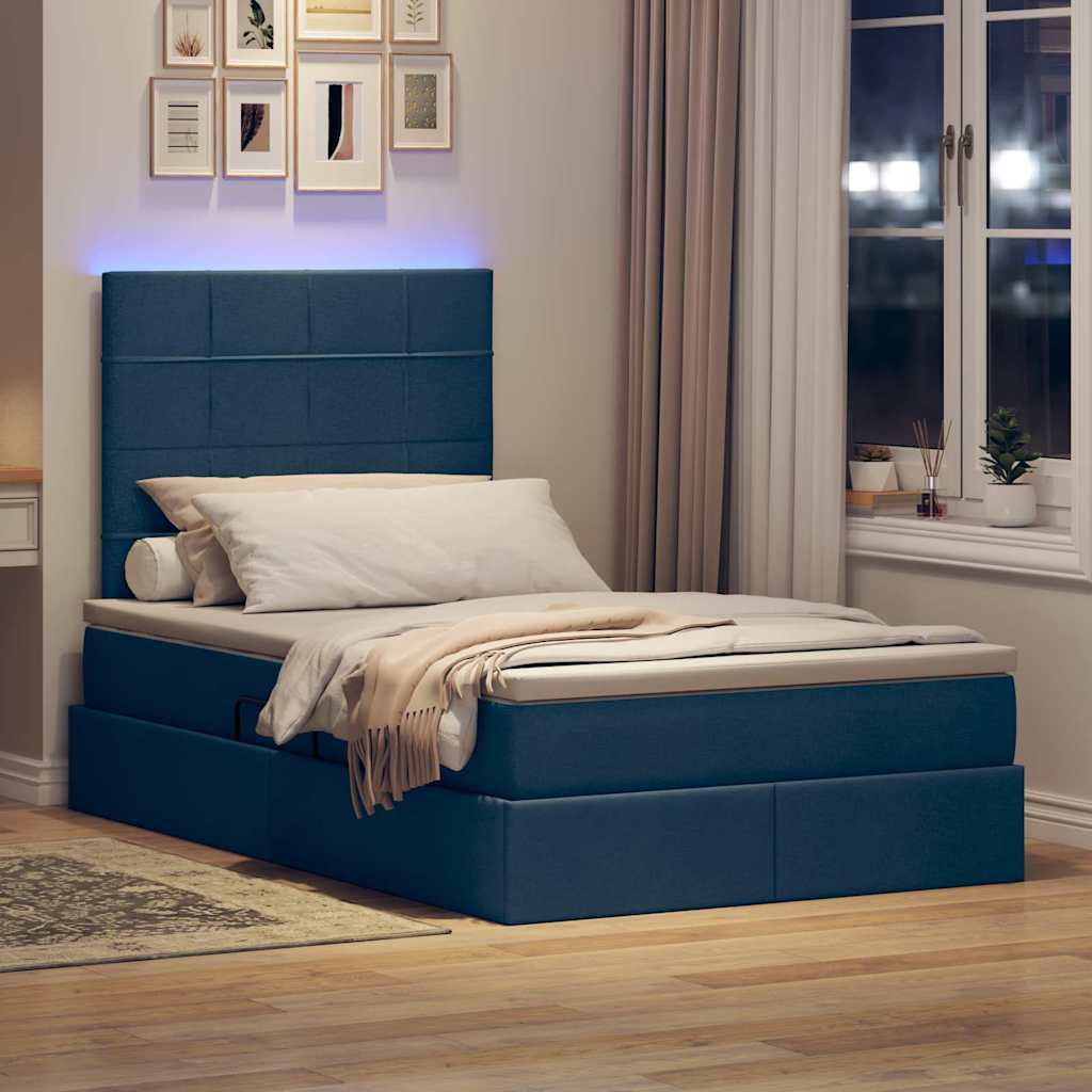 Krevet s prostorom za pohranu s LED-om Plava 120 x 200 cm