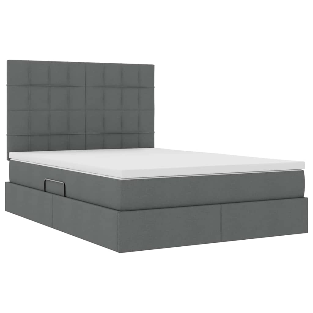 Krevet s prostorom za pohranu s LED-om Tamno siva 140 x 190 cm