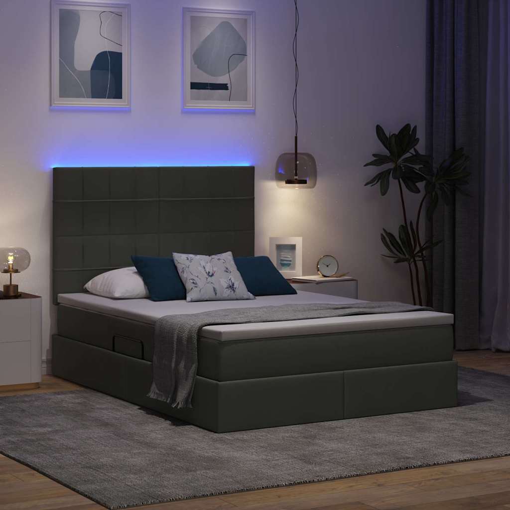 Krevet s prostorom za pohranu s LED-om Tamno siva 140 x 200 cm