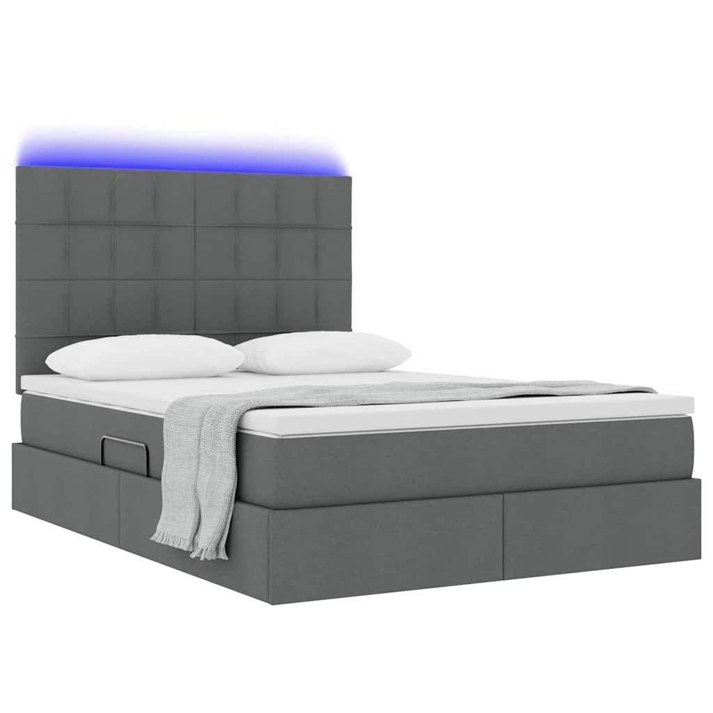 Krevet s prostorom za pohranu s LED-om Tamno siva 140 x 200 cm