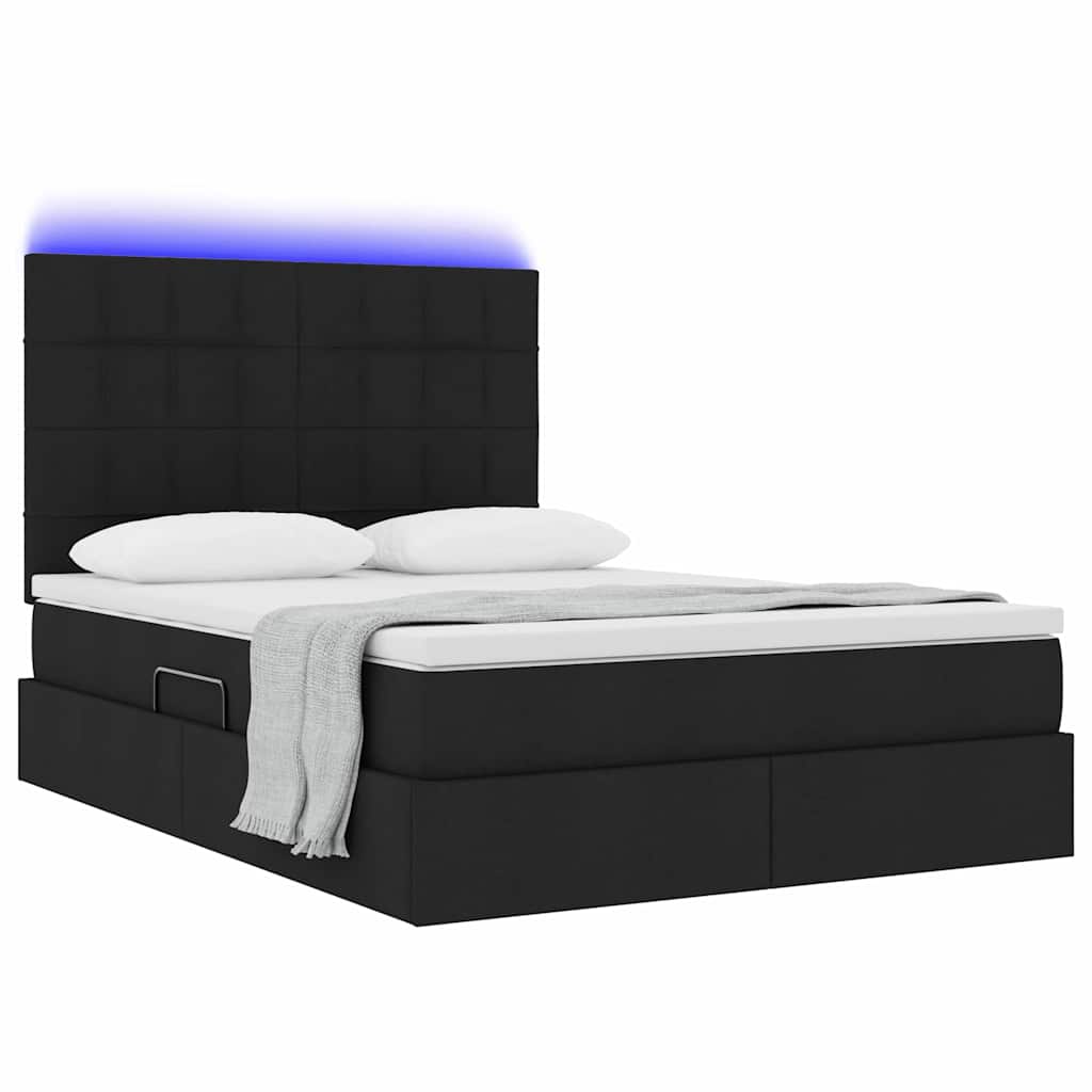 Krevet s prostorom za pohranu s LED-om Crna 140 x 200 cm