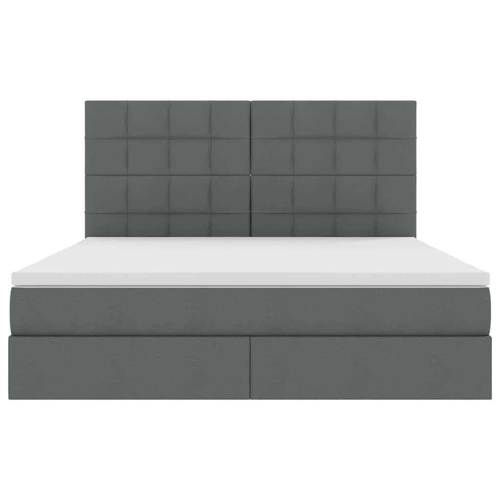 LED krevet za pohranu s madracem Tamnosiva 160 x 200 cm Tkanina