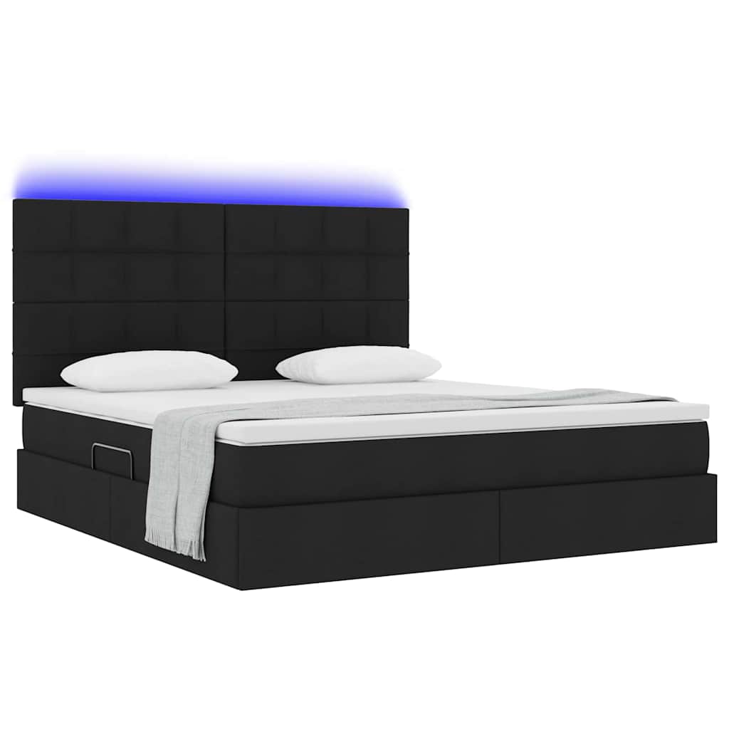 Krevet s prostorom za pohranu s LED-om Crna 160 x 200 cm