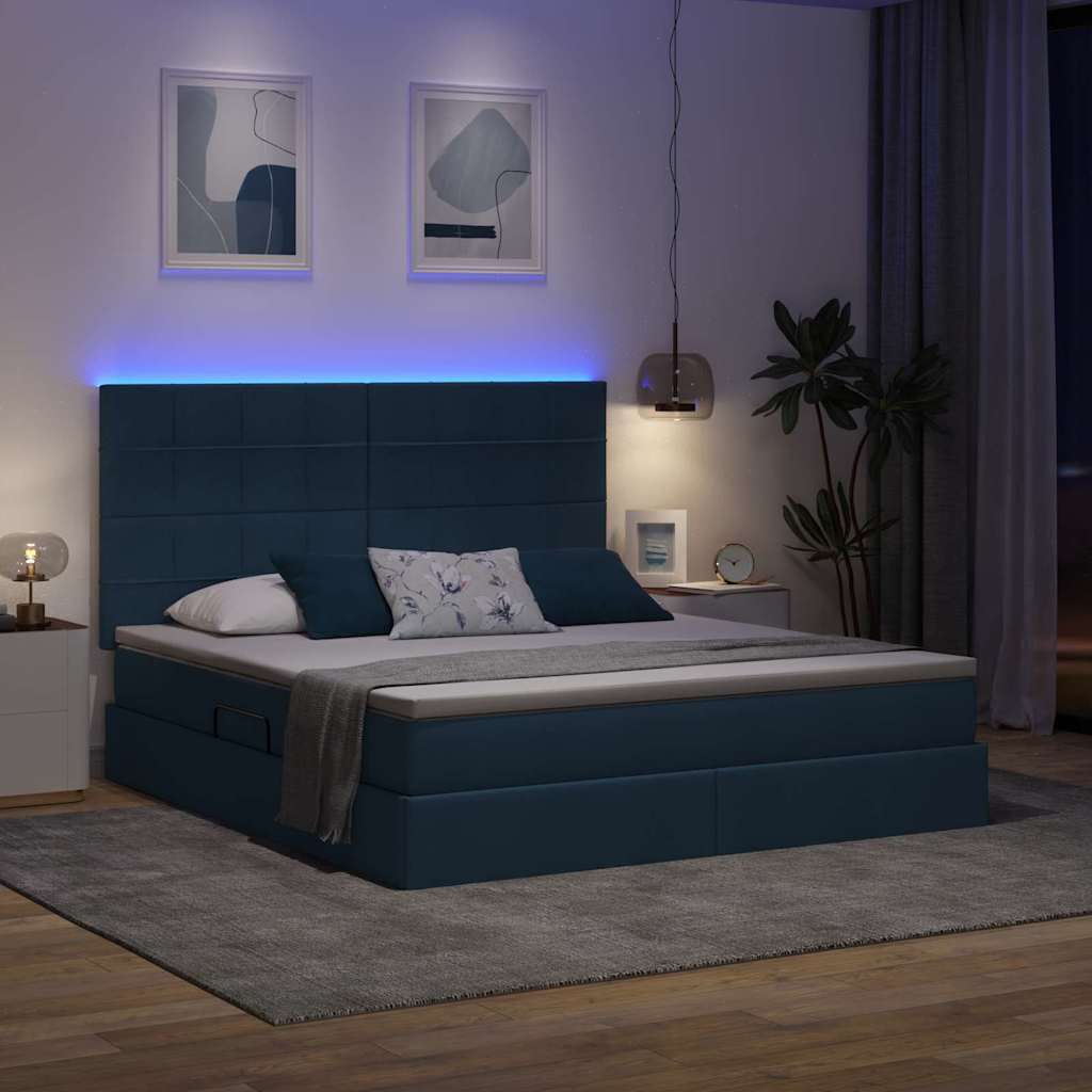 Krevet s prostorom za pohranu s LED-om Plava 160 x 200 cm