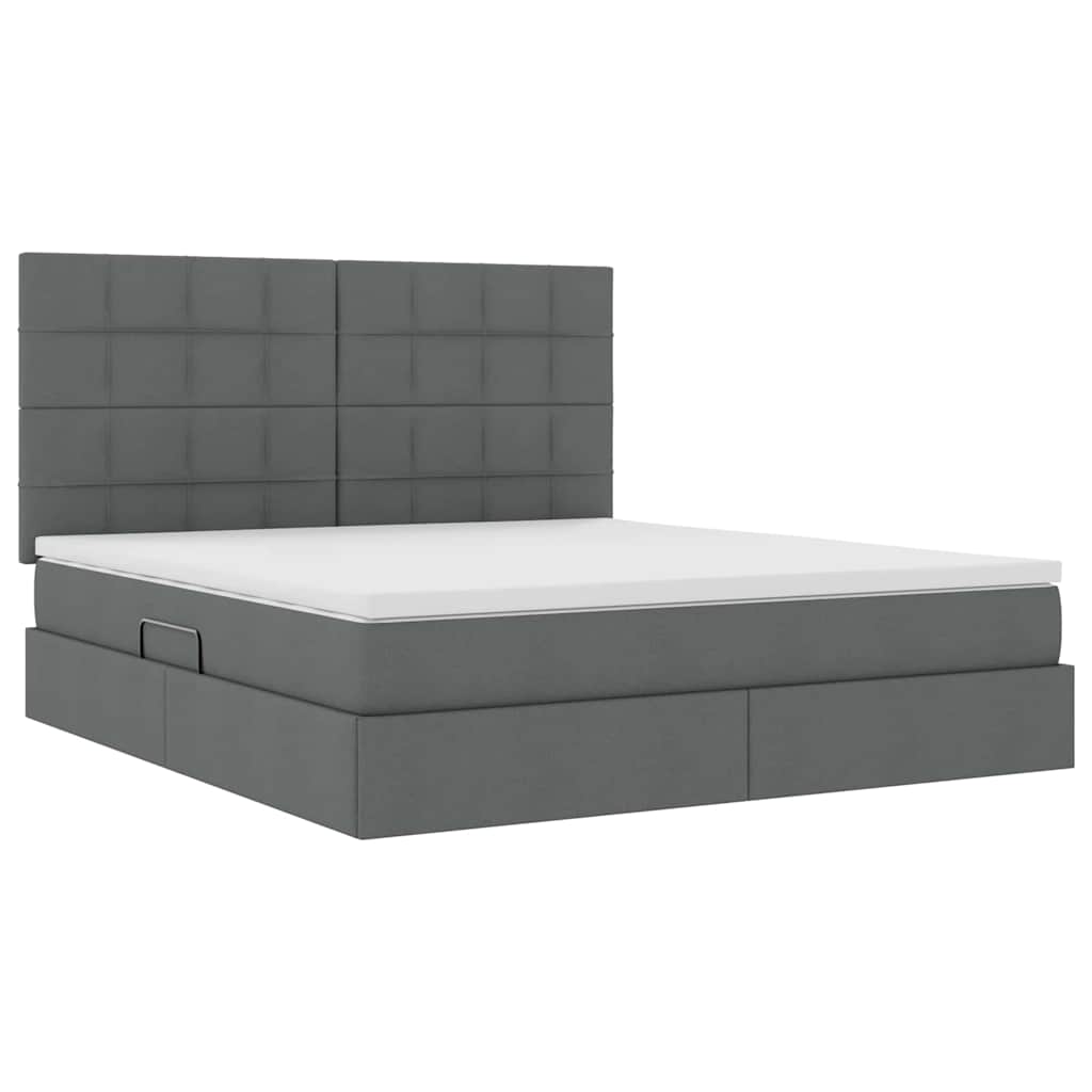 Krevet s prostorom za pohranu s LED-om Tamno siva 180 x 200 cm