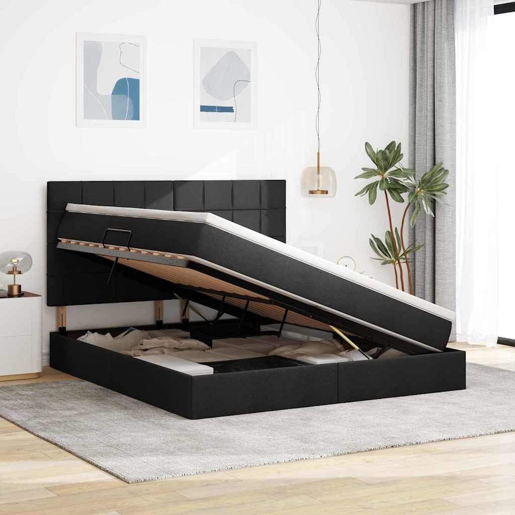 Krevet s prostorom za pohranu s LED-om Crna 180 x 200 cm