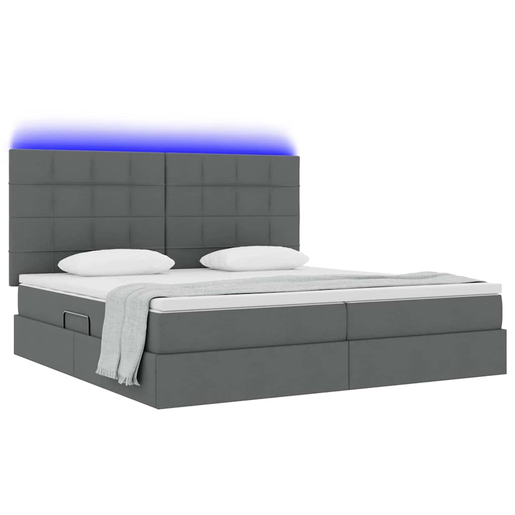 Krevet s prostorom za pohranu s LED-om Tamno siva 200 x 200 cm