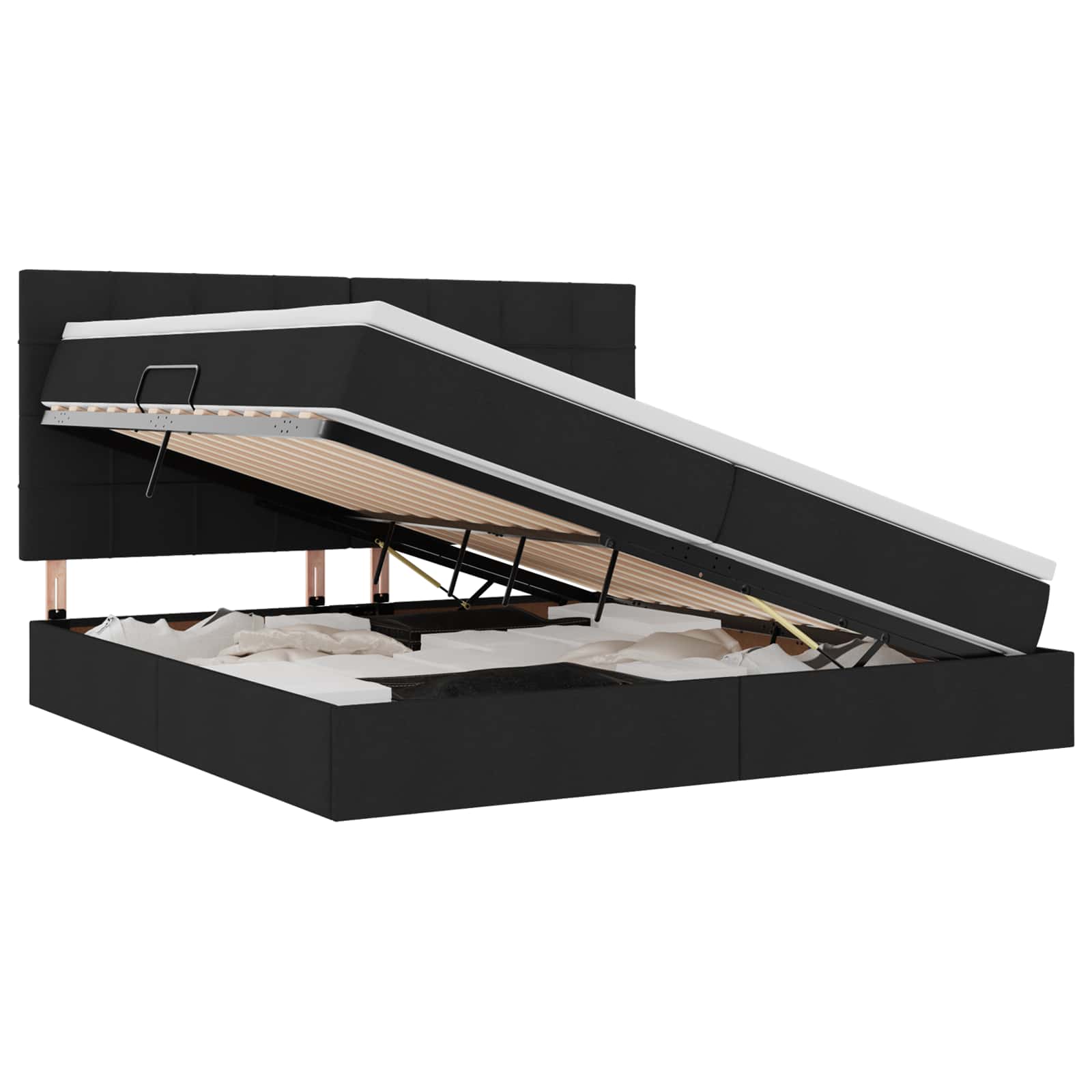 Krevet s prostorom za pohranu s LED-om Crna 200 x 200 cm