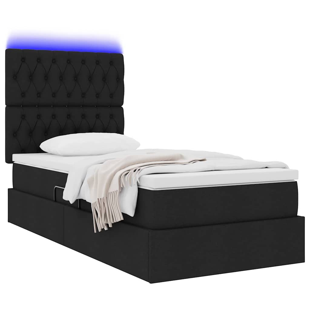 Krevet s prostorom za pohranu s LED-om Crna 90 x 200 cm
