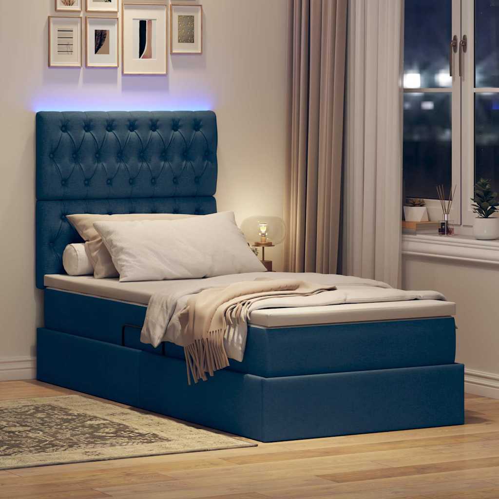 Krevet s prostorom za pohranu s LED-om Plava 90 x 200 cm