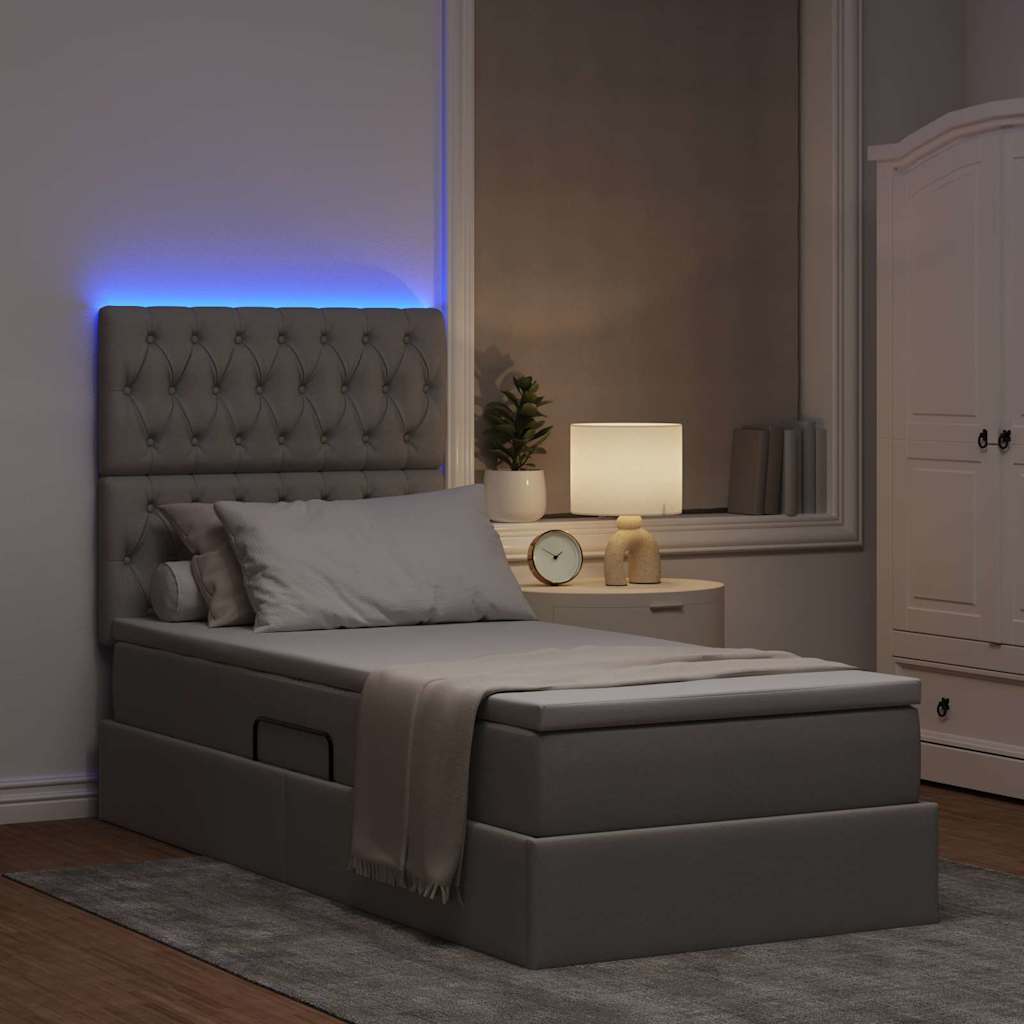 Krevet s prostorom za pohranu s LED-om Sivo-smeđa 100 x 200 cm